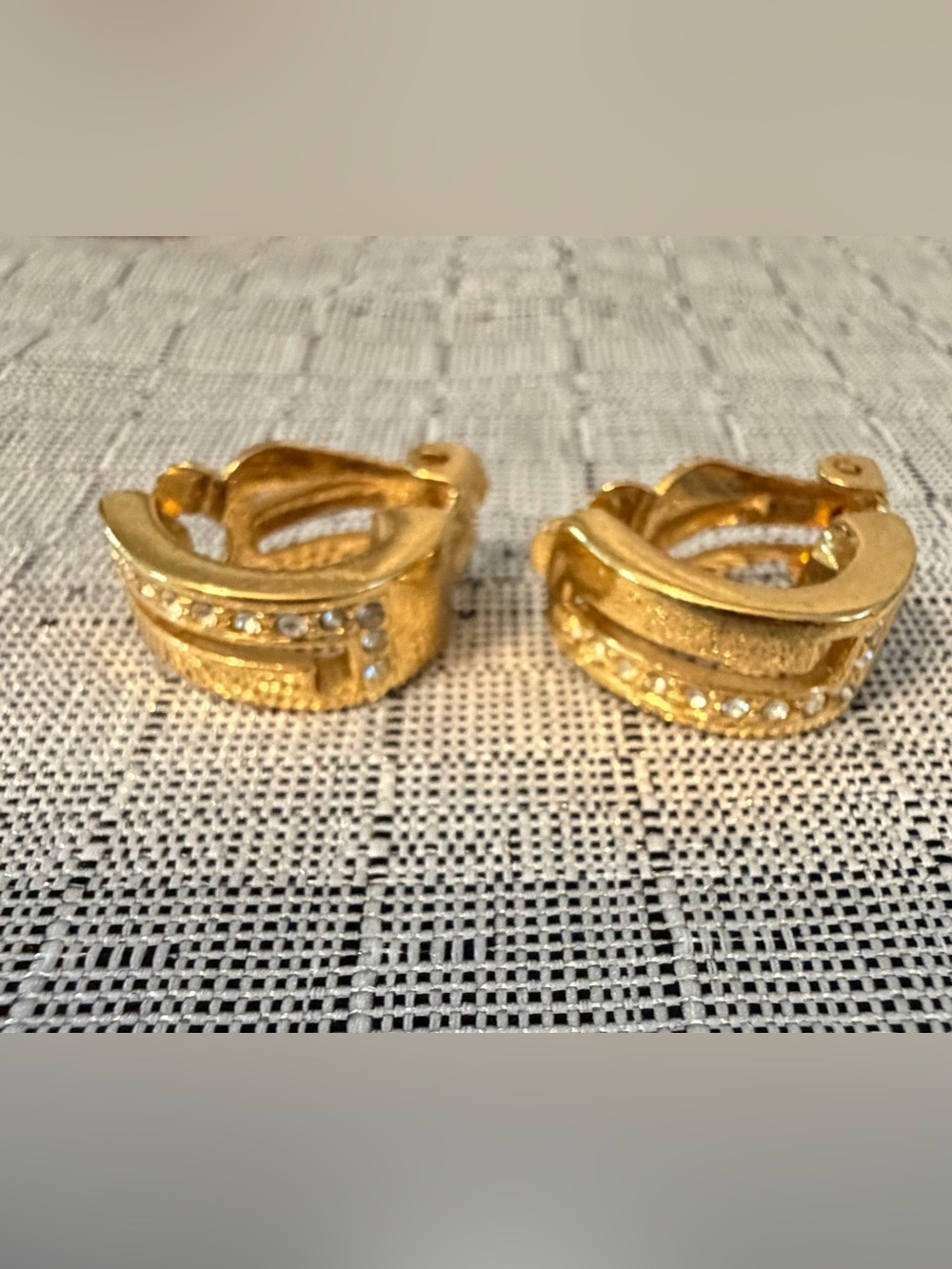 Vintage FINART Gold-Tone Crystal Accent Hoop Earrings - Women Jewelry